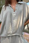 Lina Linen Blend French Tuck Blouse Washed Mocha